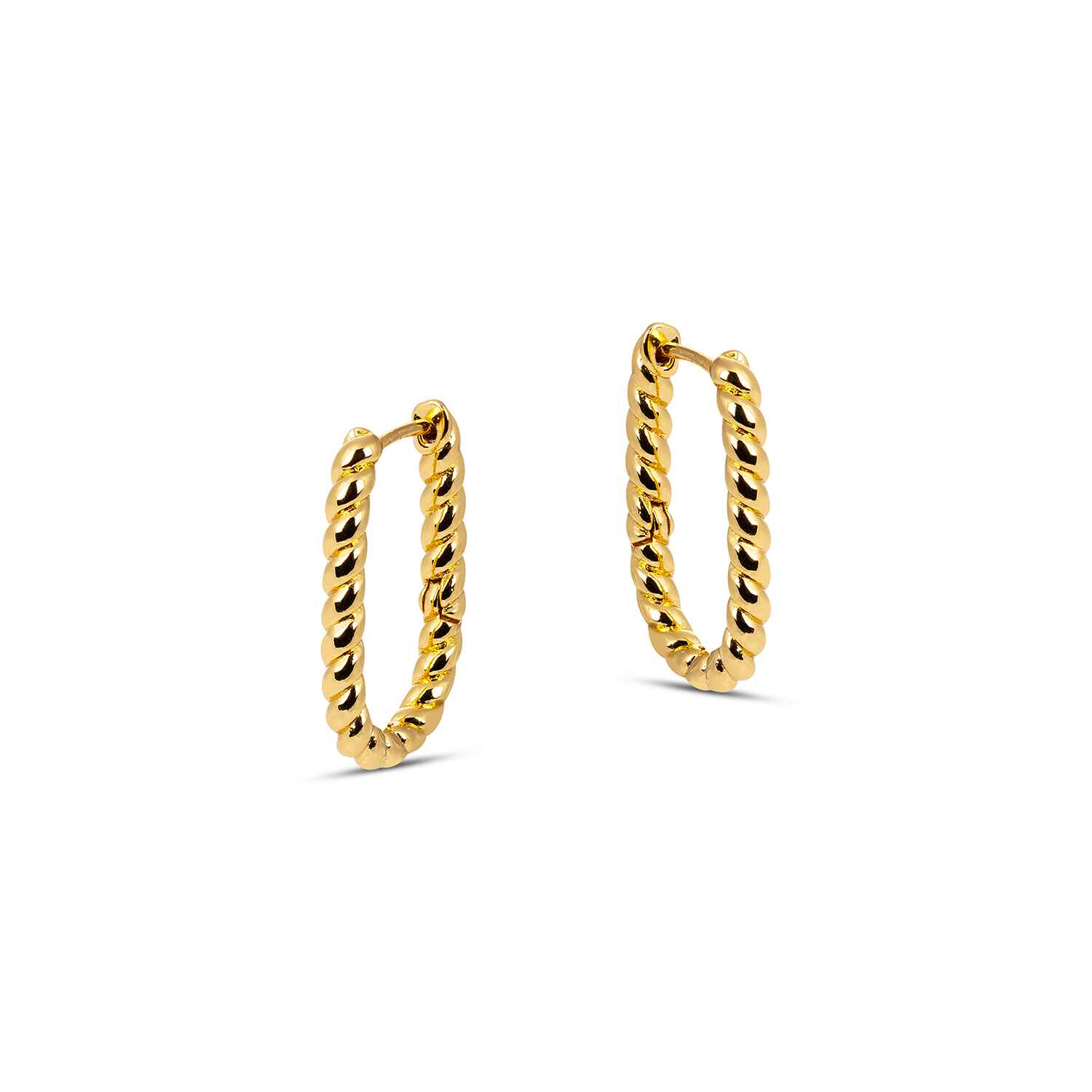 Add a sleek additon to your everyday styling with our Lilly Twisted Rectangular Gold Hoop Earrings. Handmade with sustainable materials, these earrings are truly versatile.